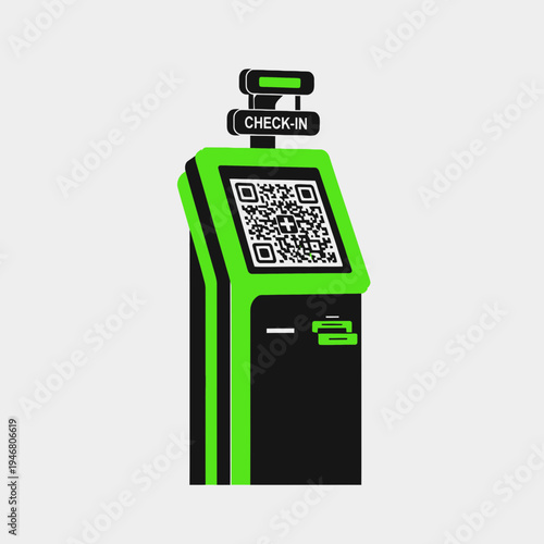Modern Automated Check-In Kiosk with Digital QR Code Interface for Swift Self-Service Access
