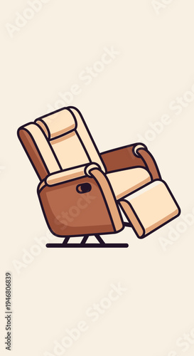 Modern Comfort: A Stylish Recliner Chair Depicted in a Clean, Illustrated Style for Relaxation