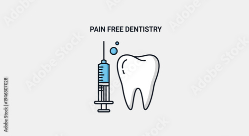 Modern Dental Care Concept: Pain-Free Treatment and Healthy White Tooth Illustration