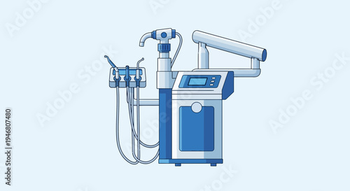 Modern Dental Equipment Illustration Showing Medical Tools For Professional Teeth Treatments