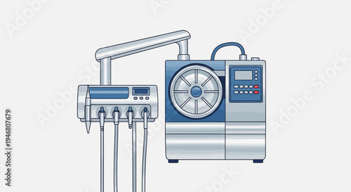 Modern Dental Office Equipment Illustration Depicting Advanced Medical Technology