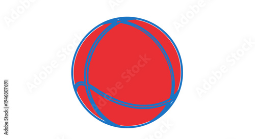 Red Basketball with Blue Lines.