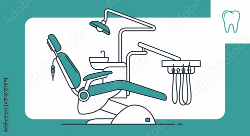 Modern Dental Office Interior Illustration with Clean Lines and Comfortable Chair