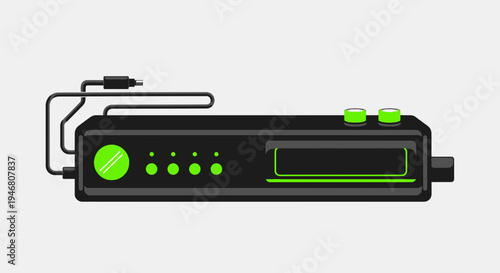 Modern Electronic Device Depiction With Neon Elements And Sleek Design On Neutral Background