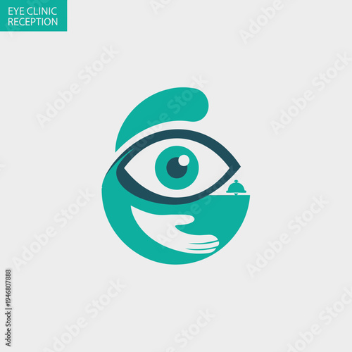 Modern Eye Care Logo Design Depicting Vision Support and Patient Hand Symbolism