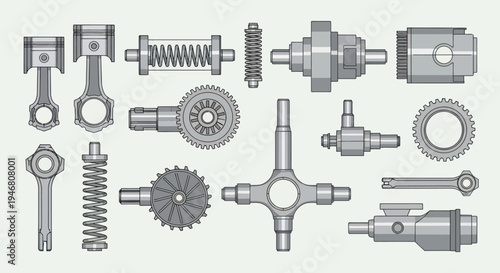 Collection of various mechanical parts.