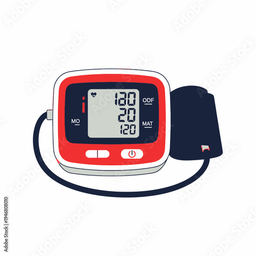 Modern Digital Blood Pressure Monitor Illustrative Design Depicting Health and Wellness Measurement