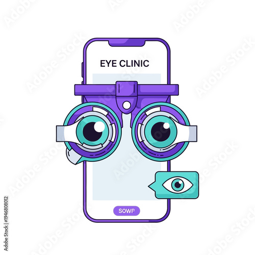 Modern Eye Clinic Concept: Smartphone Interface with Ophthalmic Diagnostic Tools and Digital