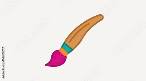 Colorful paint brush with pink bristles.