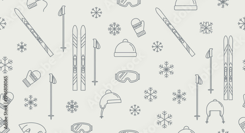 Winter sports equipment icons collection.