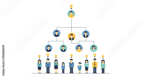 Business people in organizational structure.