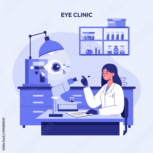 Modern Eye Clinic: Medical Professional Conducting Examination Using Advanced Equipment.