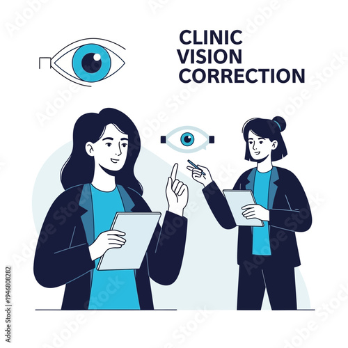 Modern Eye Clinic Vision Correction Illustrative Design for Visual Enhancement Services
