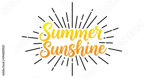 Summer sunshine yellow typography vector illustration