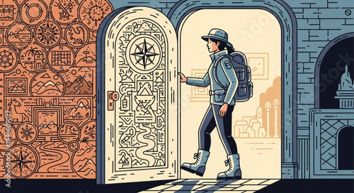 Adventurer Opens Ornate Doorway to New World.