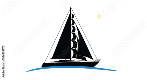 Vector sailboat icon in black and white