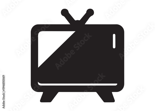 television logo silhouette vector, Vintage retro antenna television logo silhouette vector illustration, old tv logo, box tv logo, tv retro logo silhouette design on white background