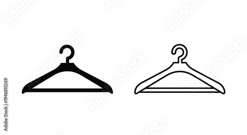 Two clothing hangers depicted in simple black and white line art