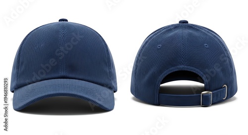 Mockup of a dark peacock blue color corduroy cap