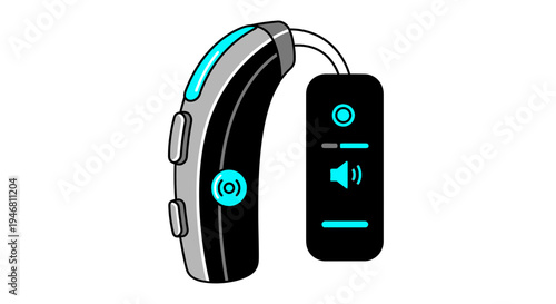Modern Hearing Aid Illustration: Technology Enhancing Communication and Accessibility