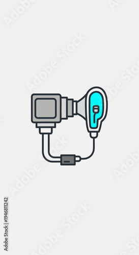 Modern Hearing Device: Illustrated Vector of Advanced Ear-Connected Audio Technology