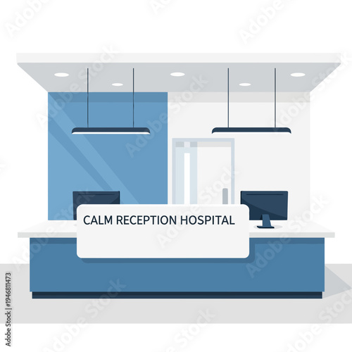 Modern Hospital Reception Desk With Calm and Welcoming Interior Design, Healthcare Setting