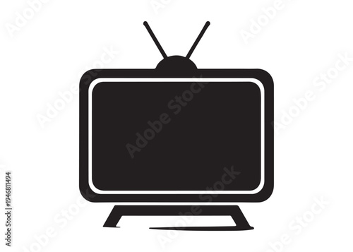 television logo silhouette vector, Vintage retro antenna television logo silhouette vector illustration, old tv logo, box tv logo, tv retro logo silhouette design on white background