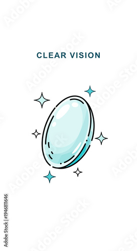 Modern Illustration Depicting Clear Vision and Contact Lens, Conceptual Visual Aid
