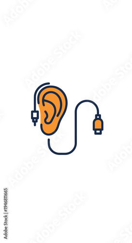 Modern Illustration Depicting Hearing Assistance Technology and Audio Connectivity