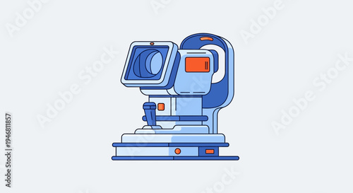 Modern Medical Optical Equipment Displayed Against a Light Backdrop With Simplified Vector Graphics