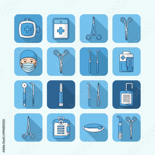 Modern Medical Iconography: A Comprehensive Collection of Surgical Instruments and Essentials