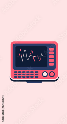 Modern Medical Monitor Displaying Vital Signs of Patient Health and Physiological Data Visualization