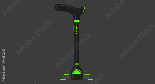 Modern Mobility Aid: Vector Illustration of a Stylish and Contemporary Walking Stick