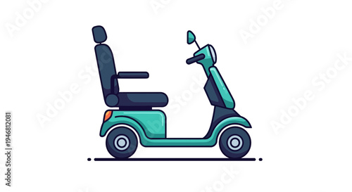 Modern Mobility Scooter Illustration Depicting Comfortable Seating and Easy Operation