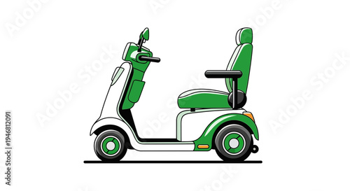 Modern Mobility Scooter Illustration Depicting Independence and Ease for Elderly or Disabled