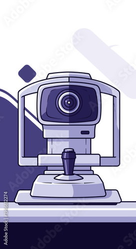 Modern Ophthalmic Equipment Illustration: Analyzing Eye Health and Vision in Healthcare Setting