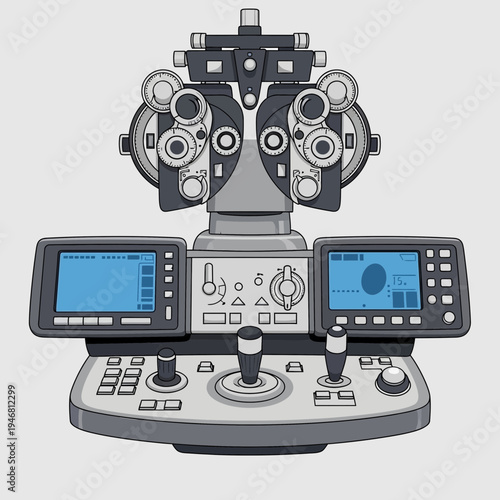 Modern Ophthalmic Equipment: Illustration of Advanced Medical Instruments for Vision Care Assessment