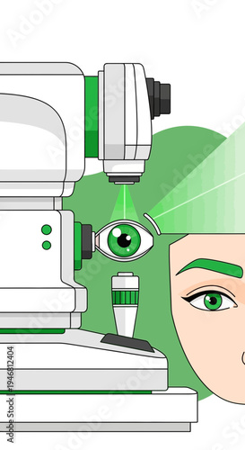 Modern Ophthalmic Examination Equipment Illustrating Eye Health And Vision Care Processes
