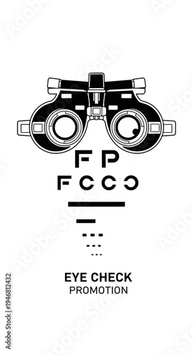 Modern Optometry Illustration: Eye Examination Tools And Visual Acuity Test, Advertising Campaign