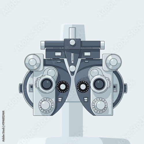 Modern Ophthalmic Instrument Illustration for Vision Testing and Eye Examination Procedures