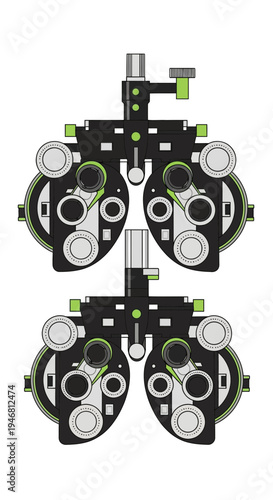 Modern Ophthalmic Refraction Device Illustration Representing Eye Examination and Vision Testing
