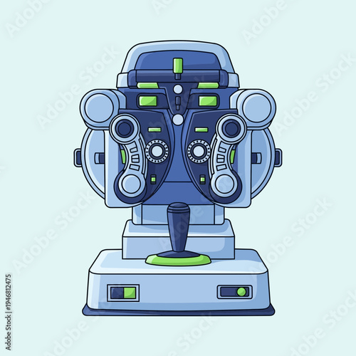 Modern Ophthalmic Refractor Illustration Depicting Advanced Eye Examination Technology for Vision