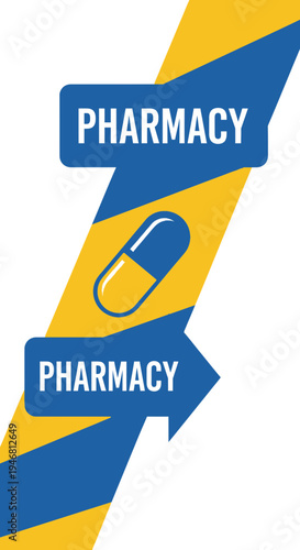 Modern Pharmacy Concept With Dynamic Design Featuring Capsule and Symbolic Elements