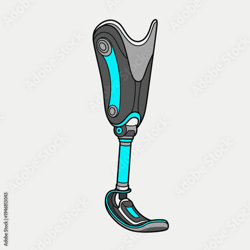 Modern Prosthetic Limb Design: A Futuristic And Advanced Representation With Vibrant Teal Accents
