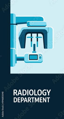 Modern Radiology Equipment Illustration Depicting Dental X-Ray Technology in a Clinic Setting