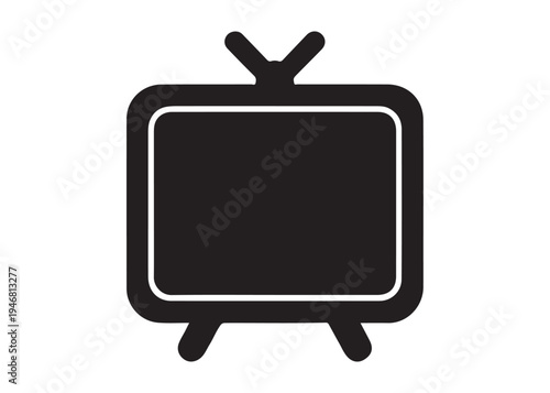 television logo silhouette vector, Vintage retro antenna television logo silhouette vector illustration, old tv logo, box tv logo, tv retro logo silhouette design on white background