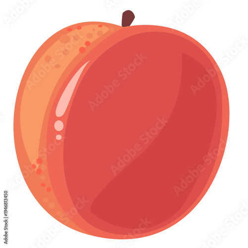 Ripe peach fruit vector illustration isolated on white background. Flat colorful summer fruit clipart for packaging, menu design, stickers and healthy food concepts.