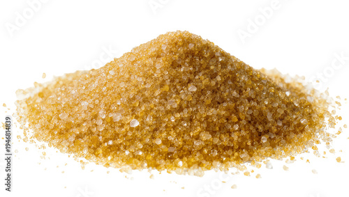 Quadro su tela Isolated pile of raw brown sugar with glistening crystals, sweet ingredient for