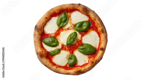 Foto Isolated traditional Neapolitan pizza Margherita with fresh basil and melted moz