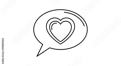 Heart symbol inside a speech bubble outline.